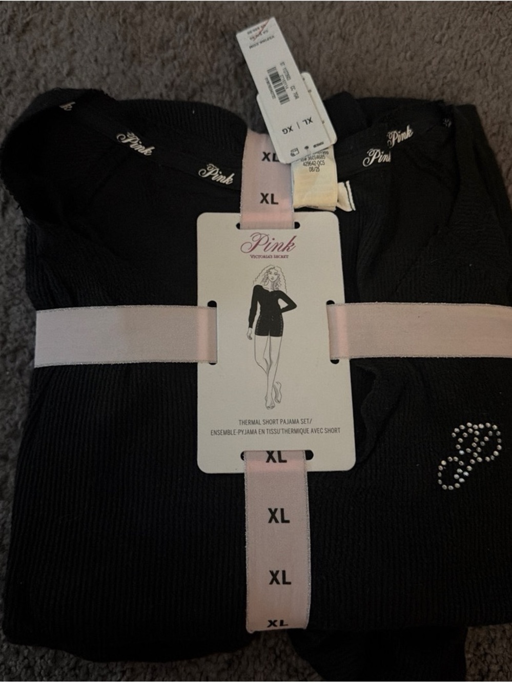Victoria's Secret PINK Black Thermal Pajama Set